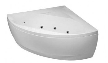 vanna Linea, 1390x1390 mm, ar paneli un rāmi, ar sifonu, ar masāžas sistēmu S3, balta akrila